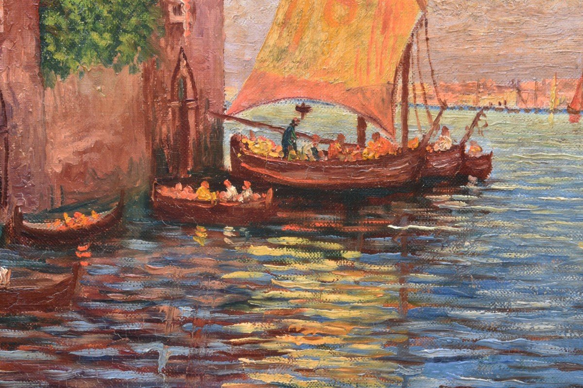 Leroy "the Grand Canal In Venice" Oil On Canvas 46x55-photo-2